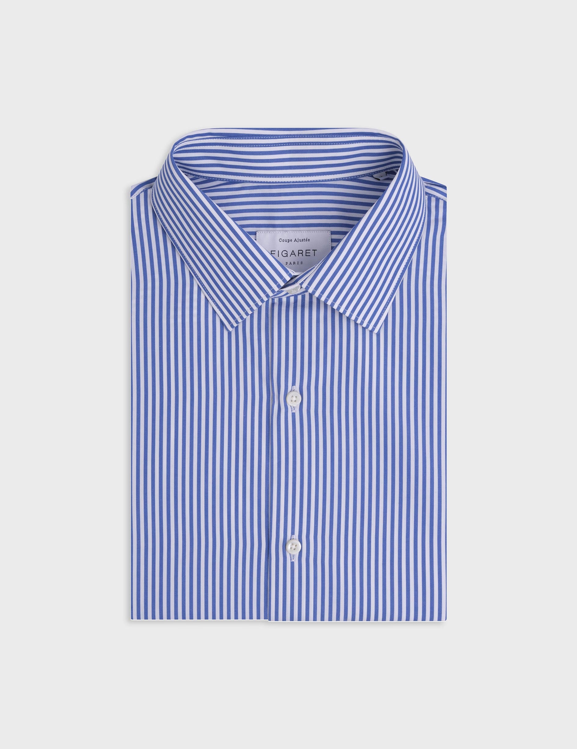 Blue striped fitted shirt