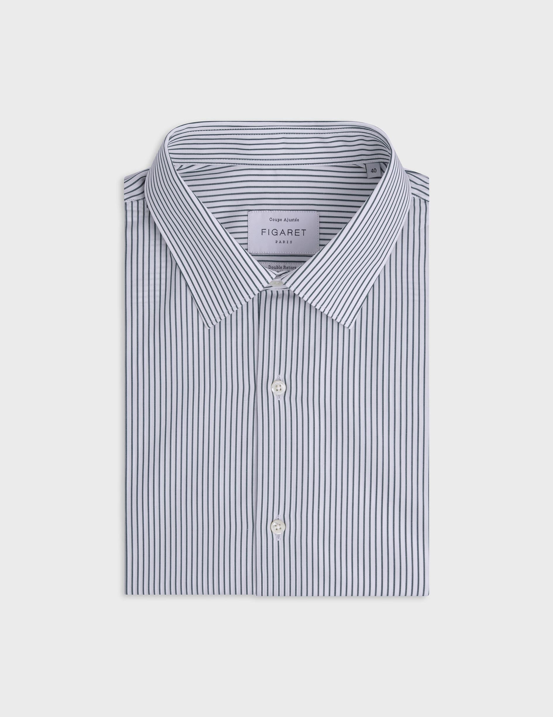 Striped green slim fit shirt