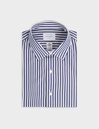 Navy striped semi-fitted shirt