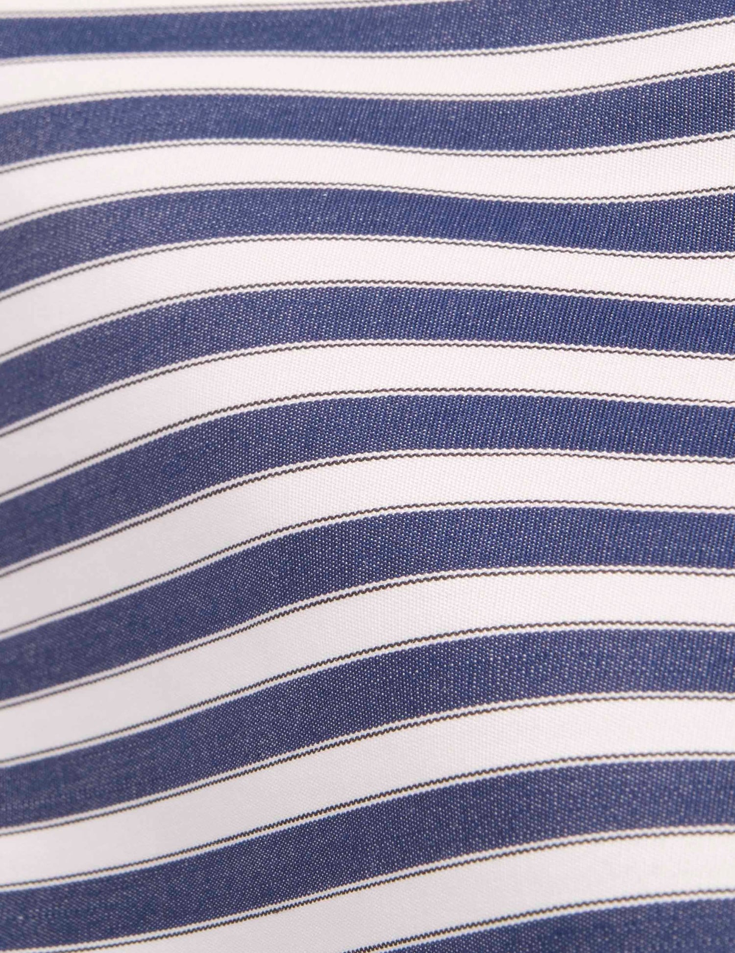 Navy striped semi-fitted shirt - Poplin - Figaret Collar#2
