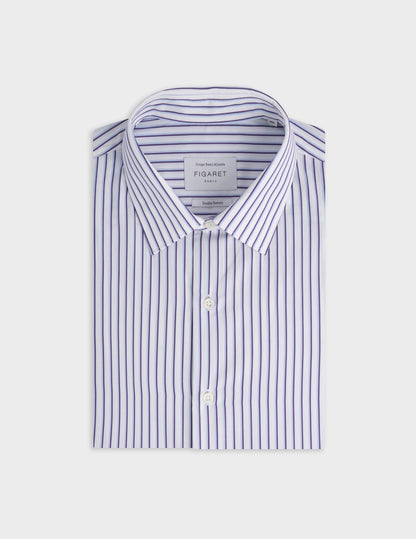 Navy striped semi-fitted shirt