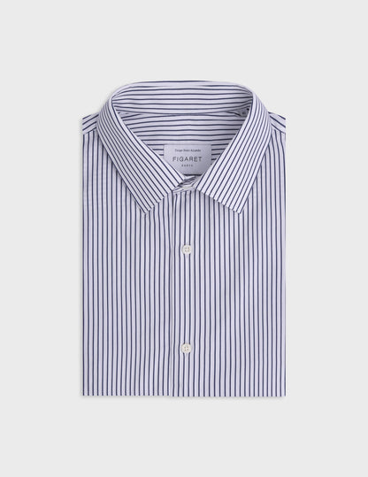 Navy blue striped semi-fitted shirt