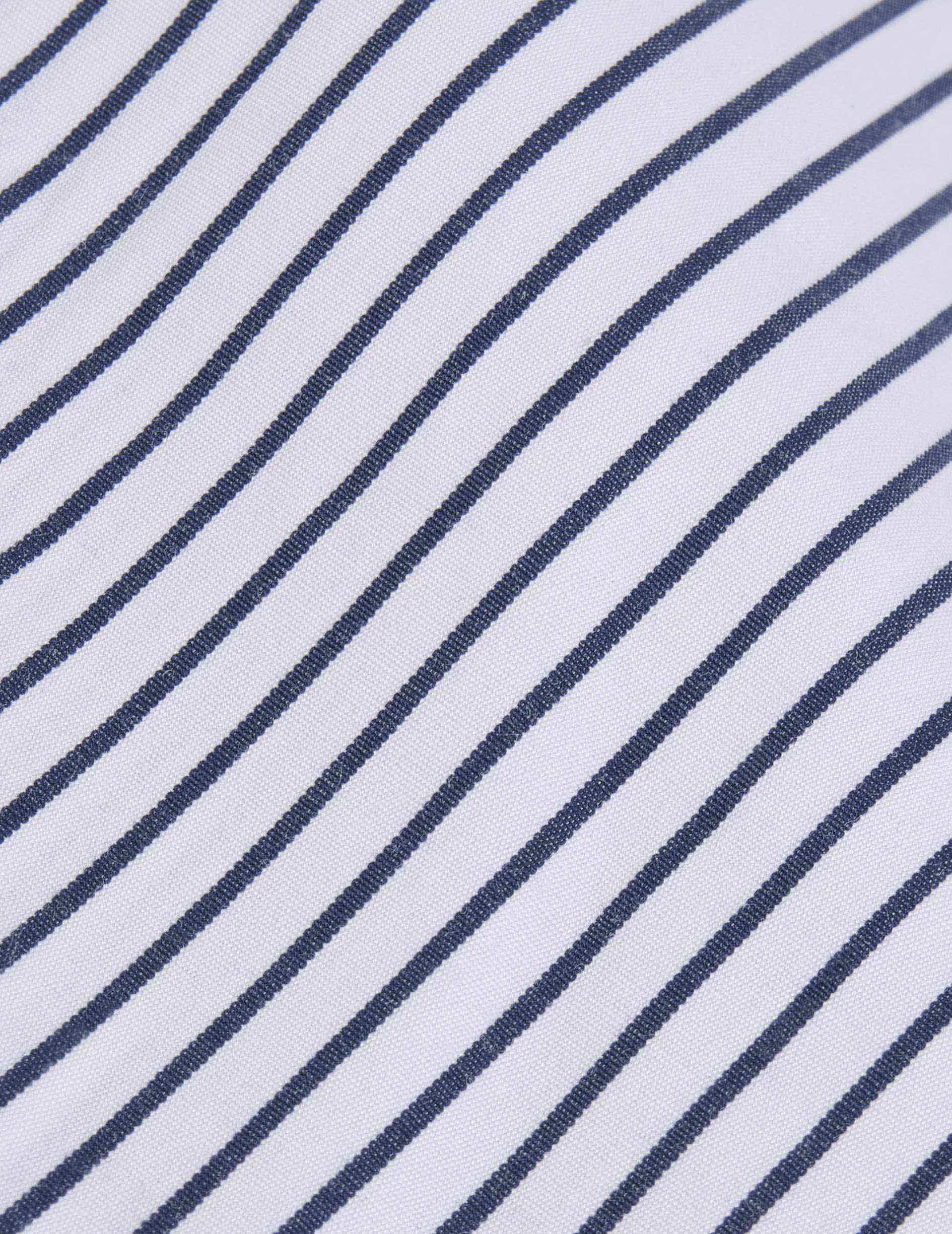 Navy blue striped semi-fitted shirt - Poplin - Figaret Collar