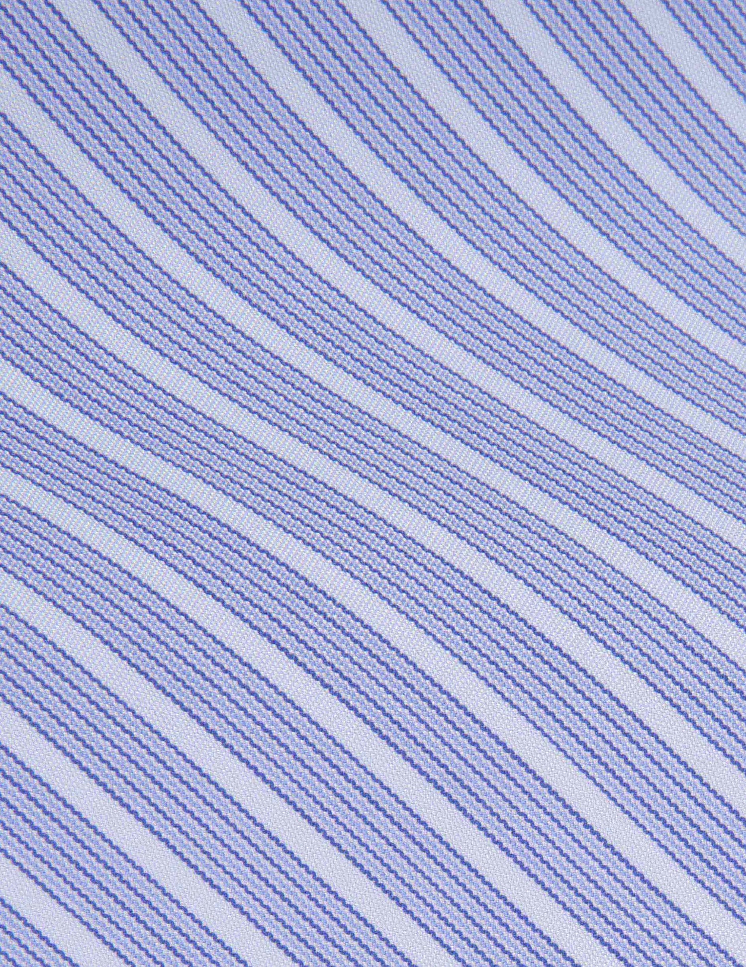 Blue striped semi-fitted shirt - Popeline - Figaret Collar#5