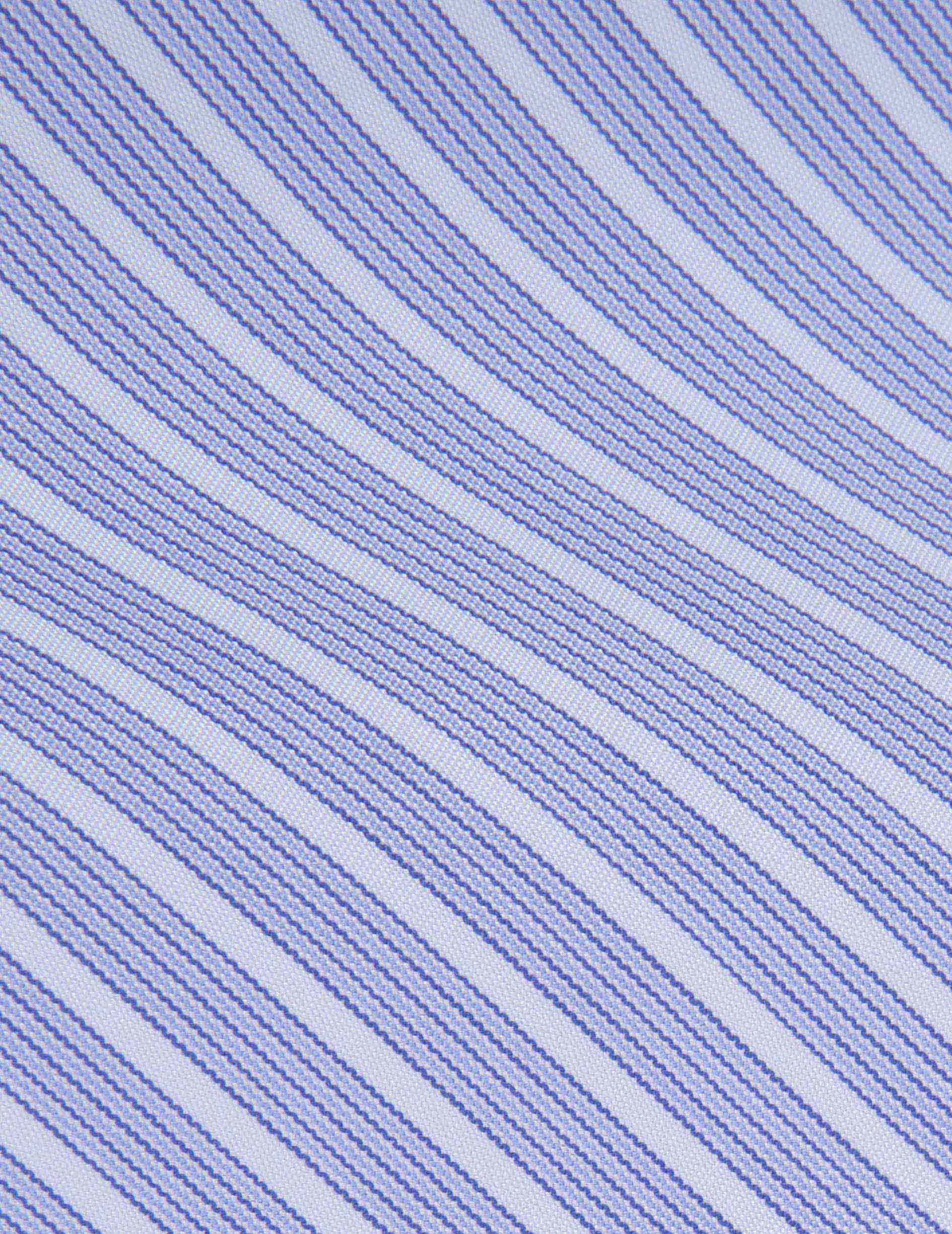 Blue striped semi-fitted shirt - Popeline - Figaret Collar