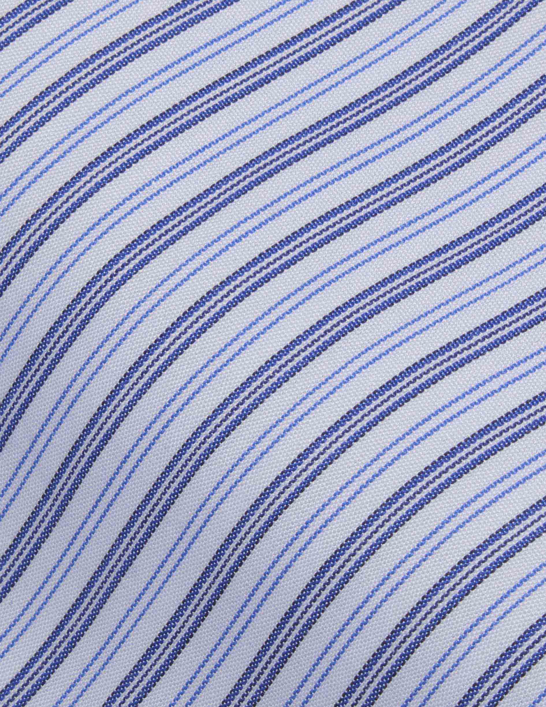 Blue striped semi-fitted shirt - Poplin - Figaret Collar