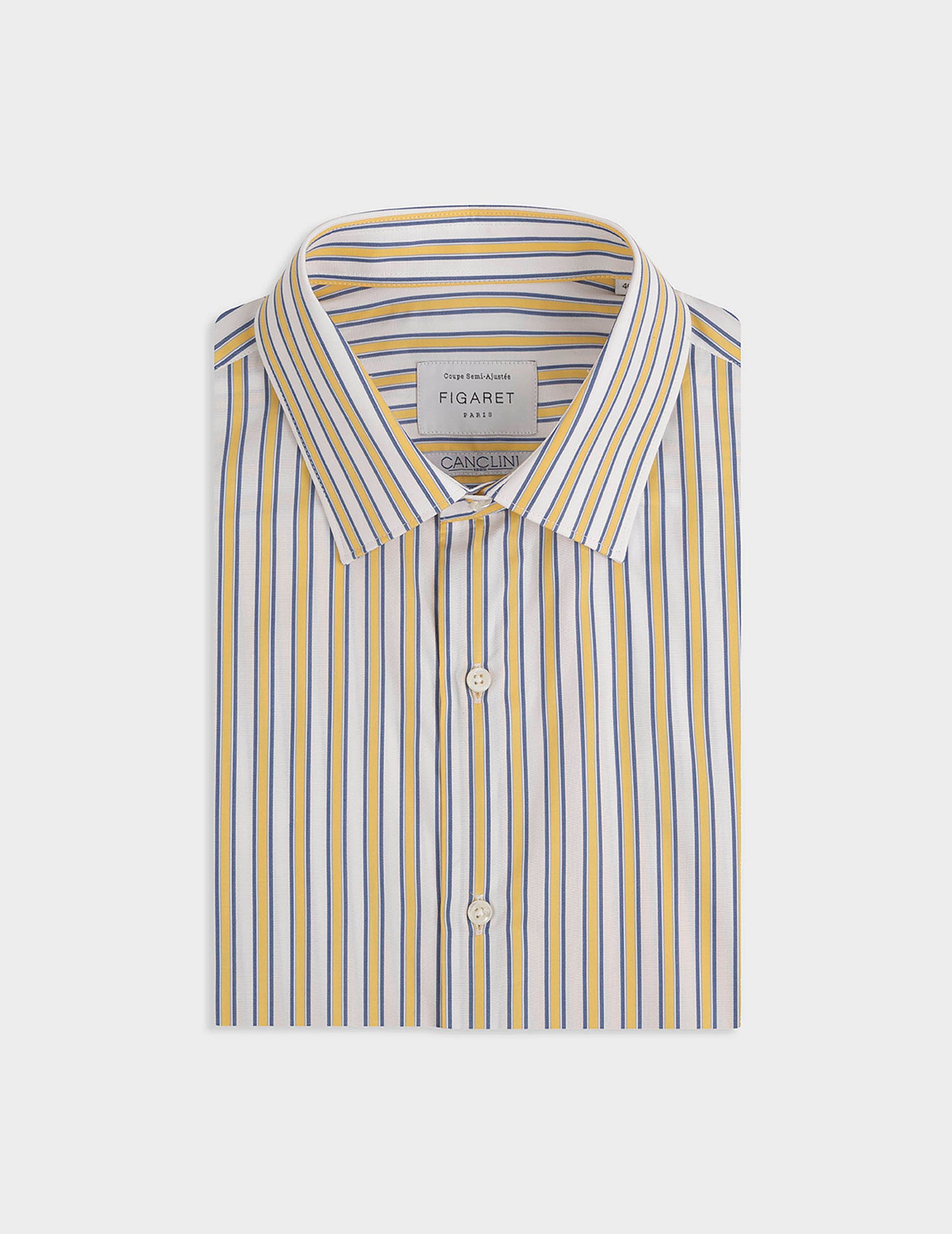 Chemise semi-ajustée rayée jaune - Façonné - Col Figaret#2