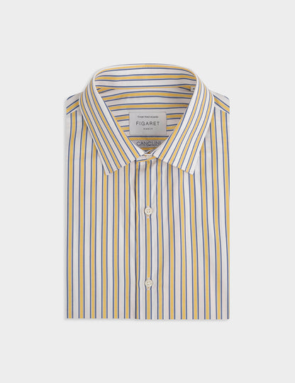 Yellow striped semi-fitted shirt