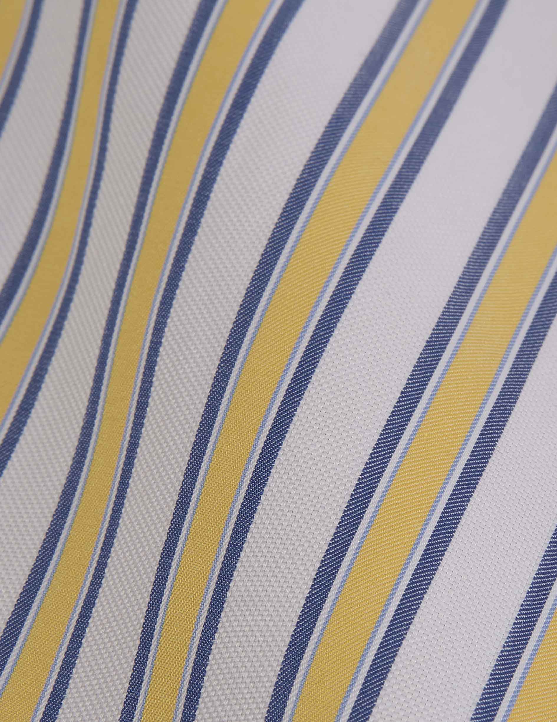 Yellow striped semi-fitted shirt - Dobby - Figaret Collar