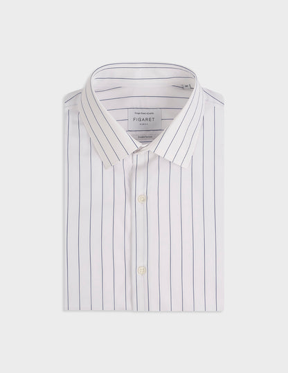 Navy blue striped semi-fitted shirt