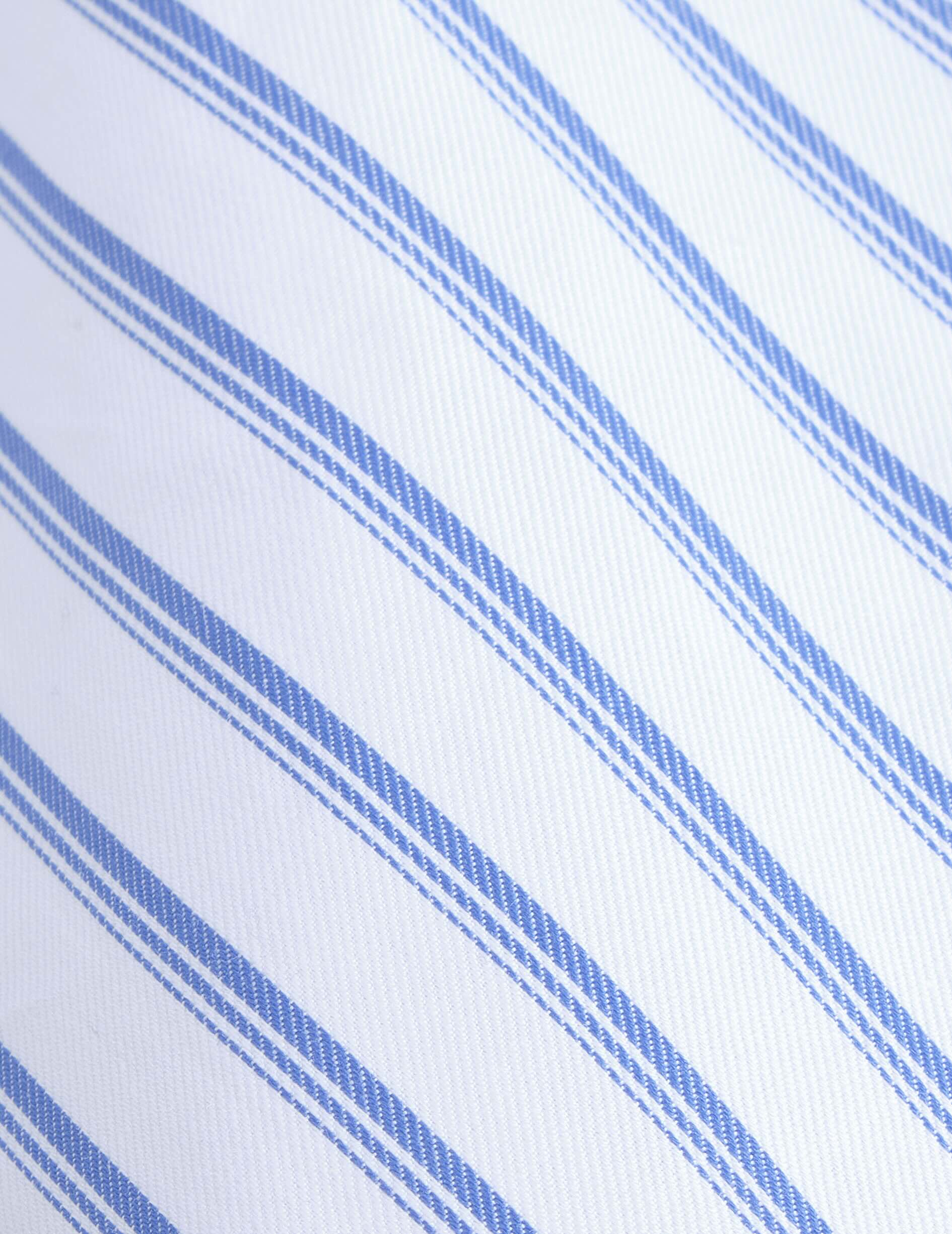 Chemise semi-ajusté rayée bleue - Twill - Col Figaret