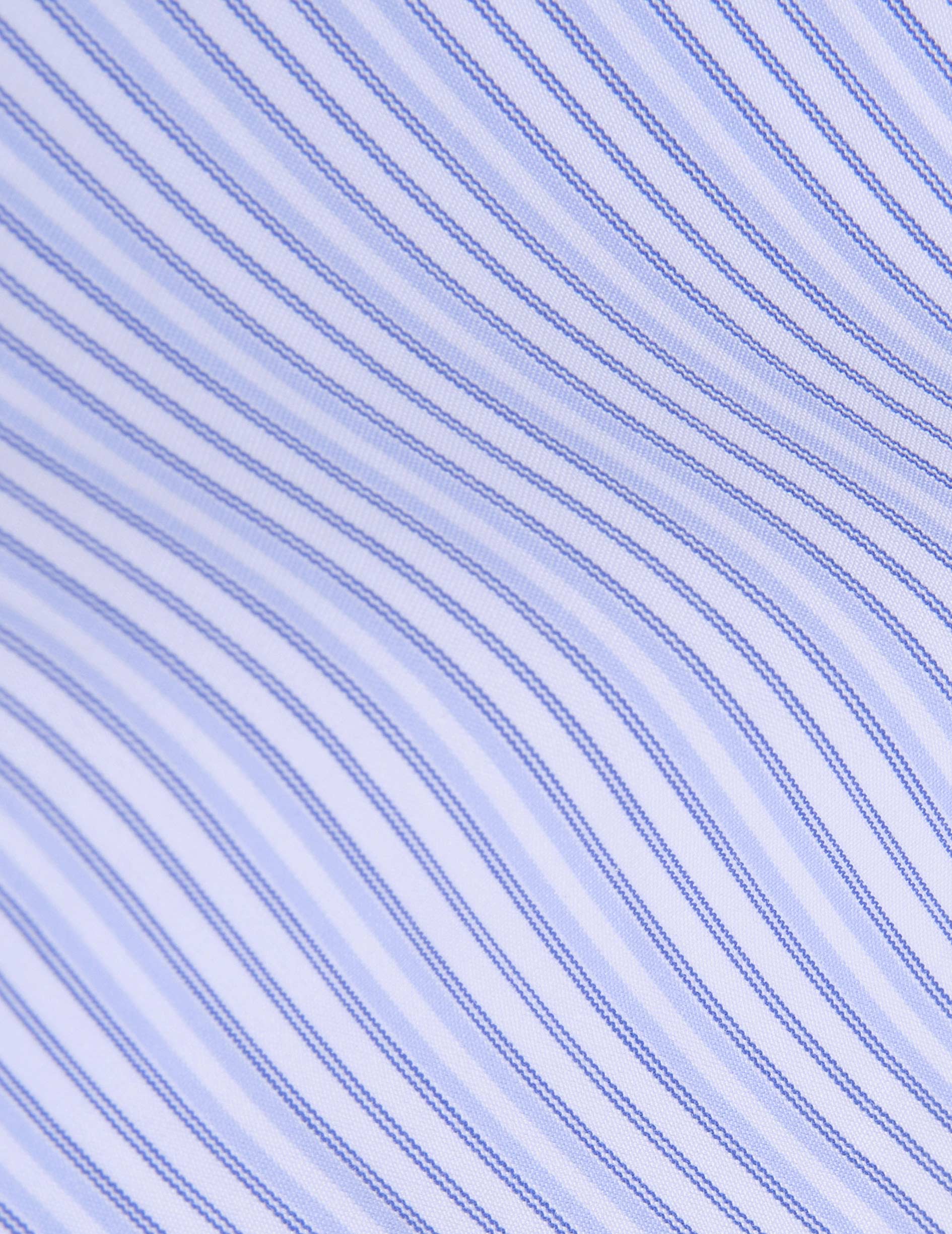 Striped blue semi-fitted shirt - Poplin - Figaret Collar