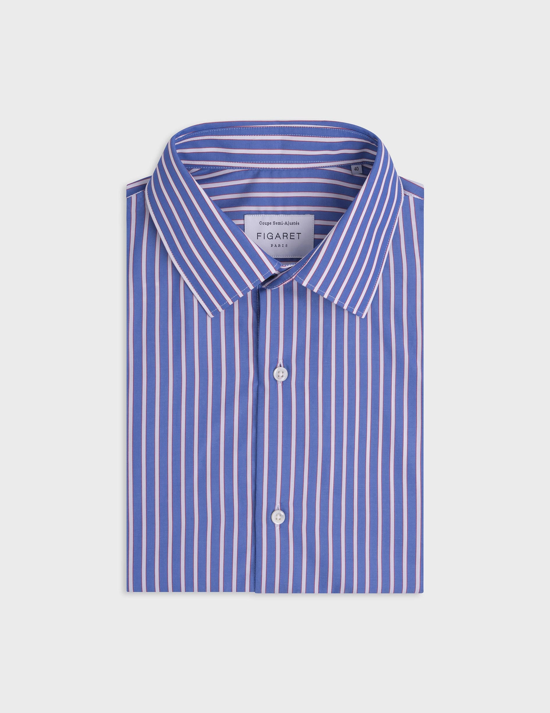 Blue striped semi-fitted shirt