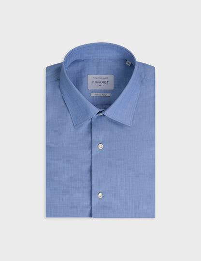 Blue semi-fitted wrinkle-free shirt