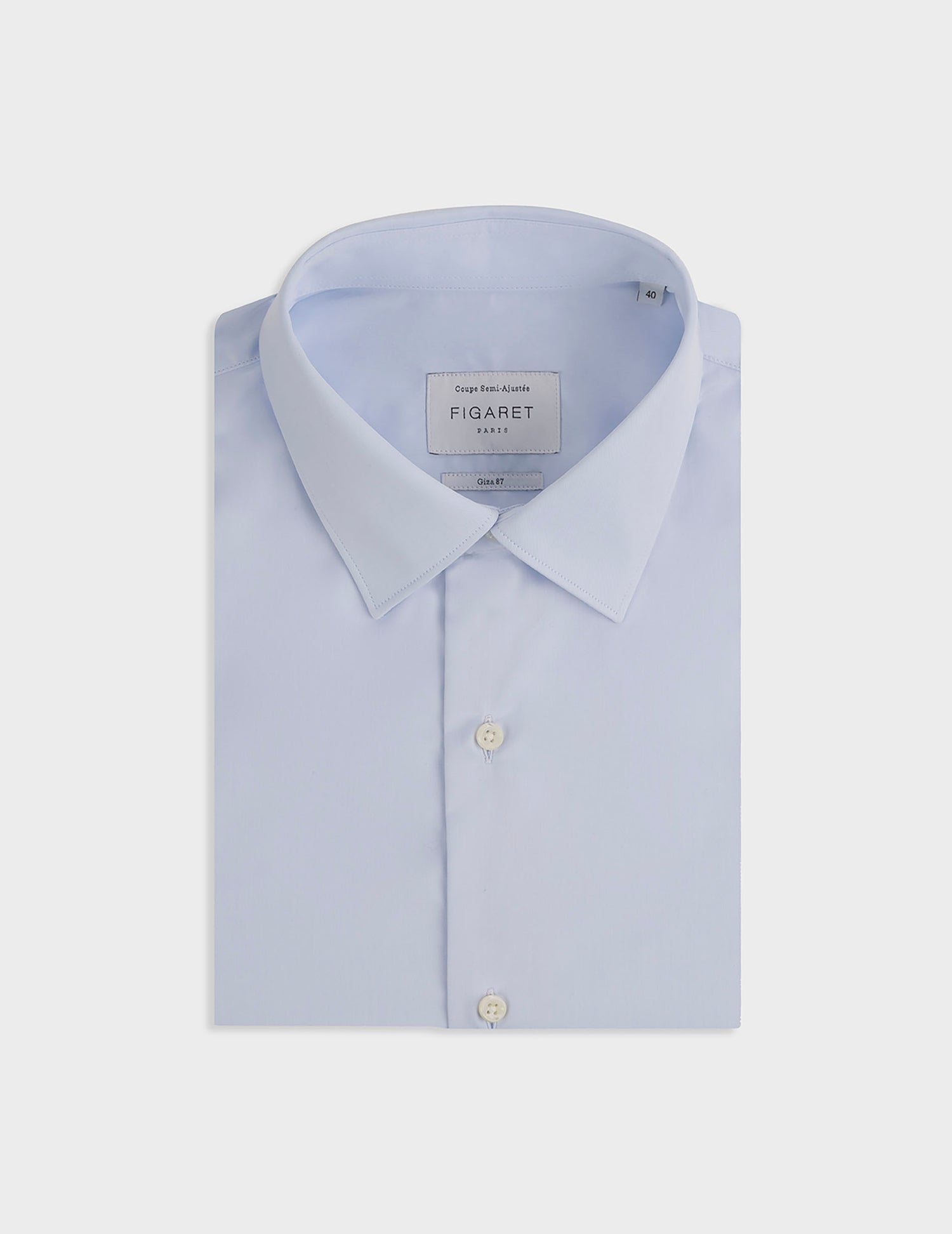 Blue prestige semi-fitted shirt - Twill - Figaret Collar