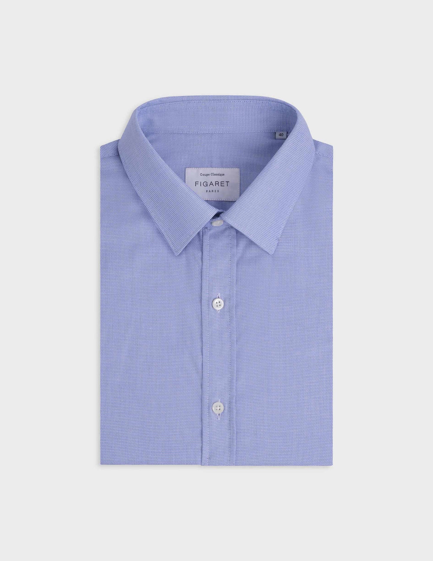 Chemise classique bleue - Façonné - Col Figaret