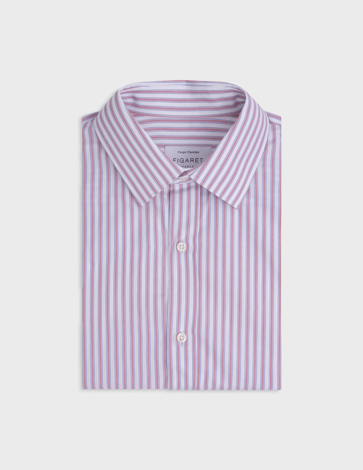 Red striped classic shirt - Poplin - Figaret Collar