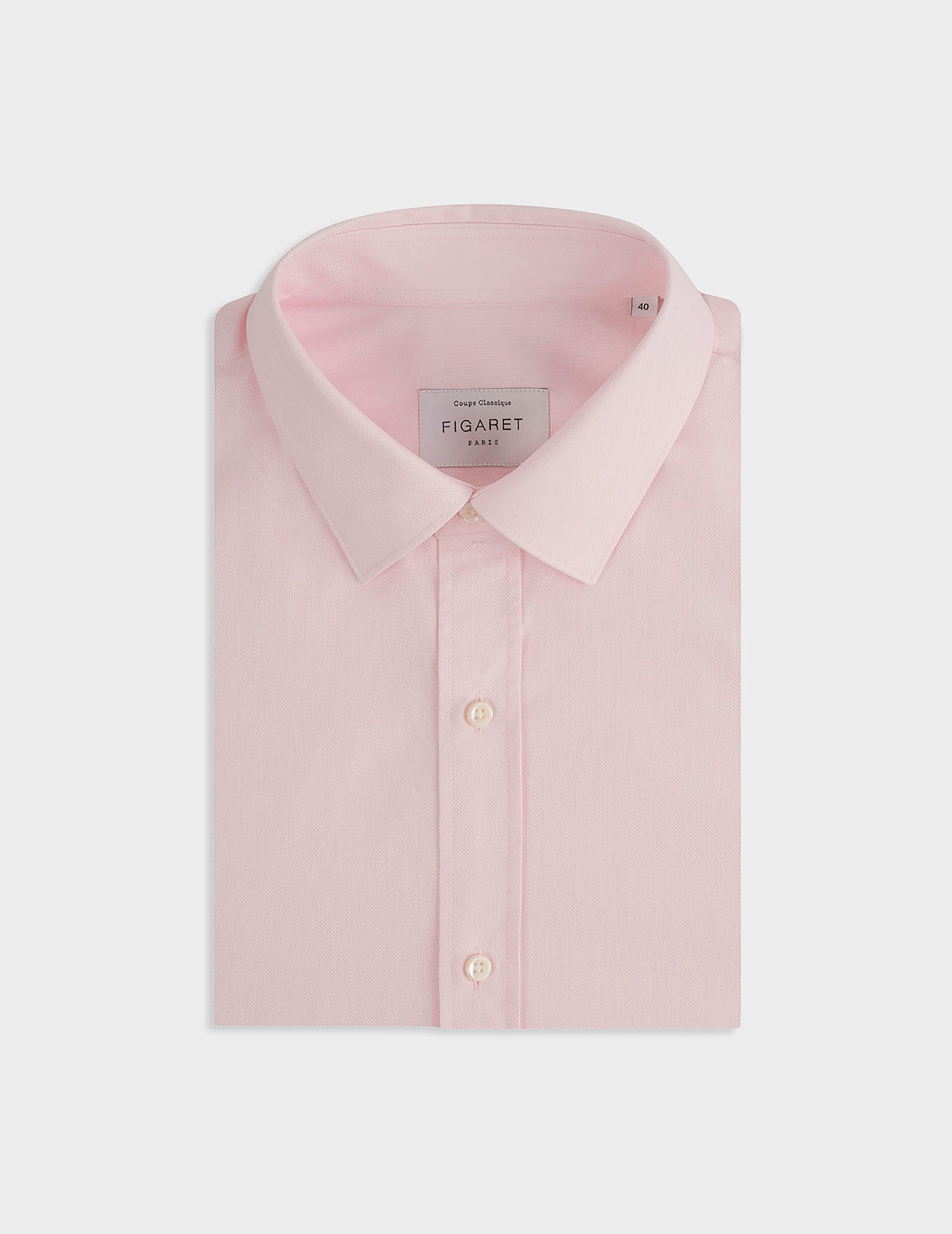 Chemise classique rose - Façonné - Col Figaret