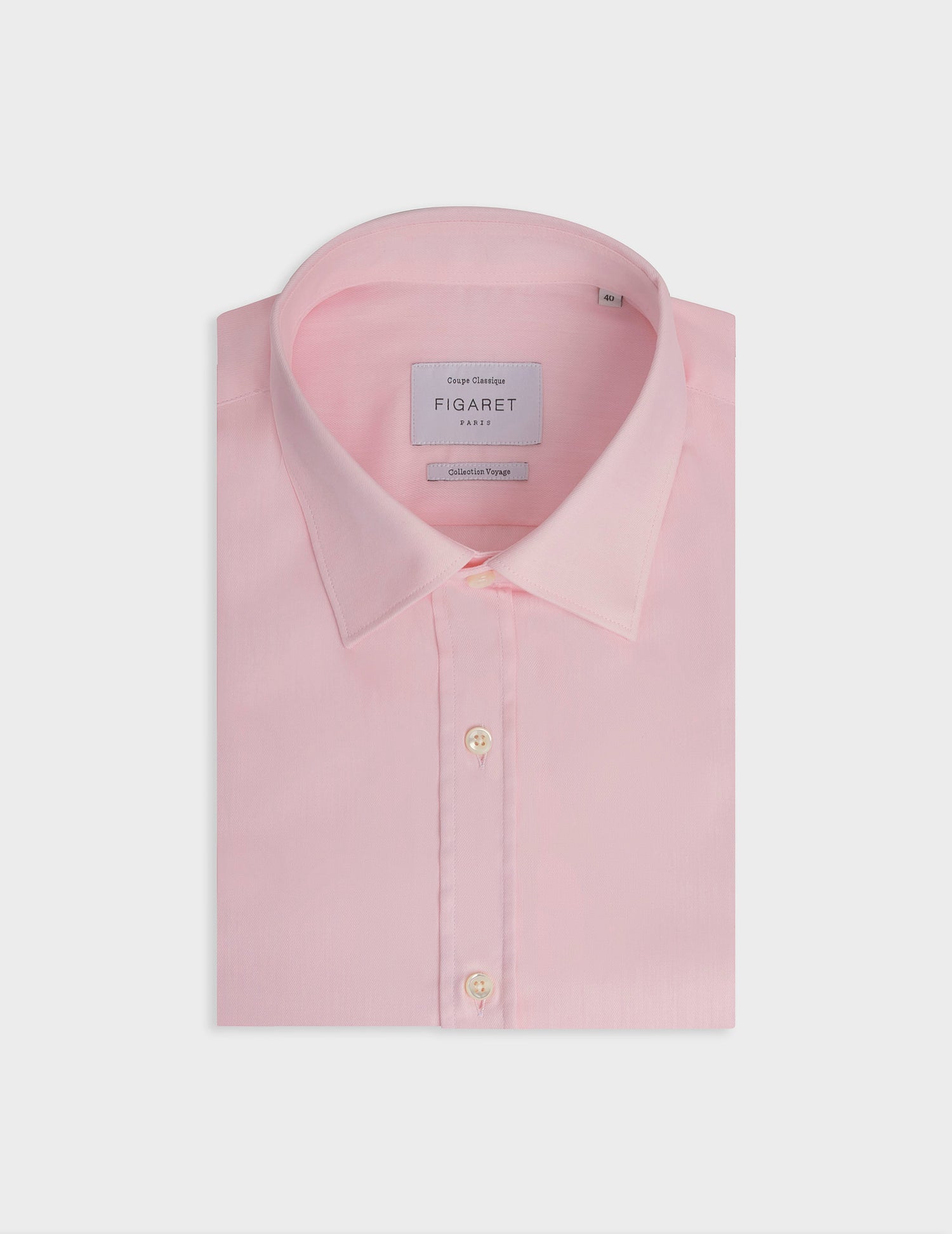 Chemise classique voyage rose - Twill - Col Figaret