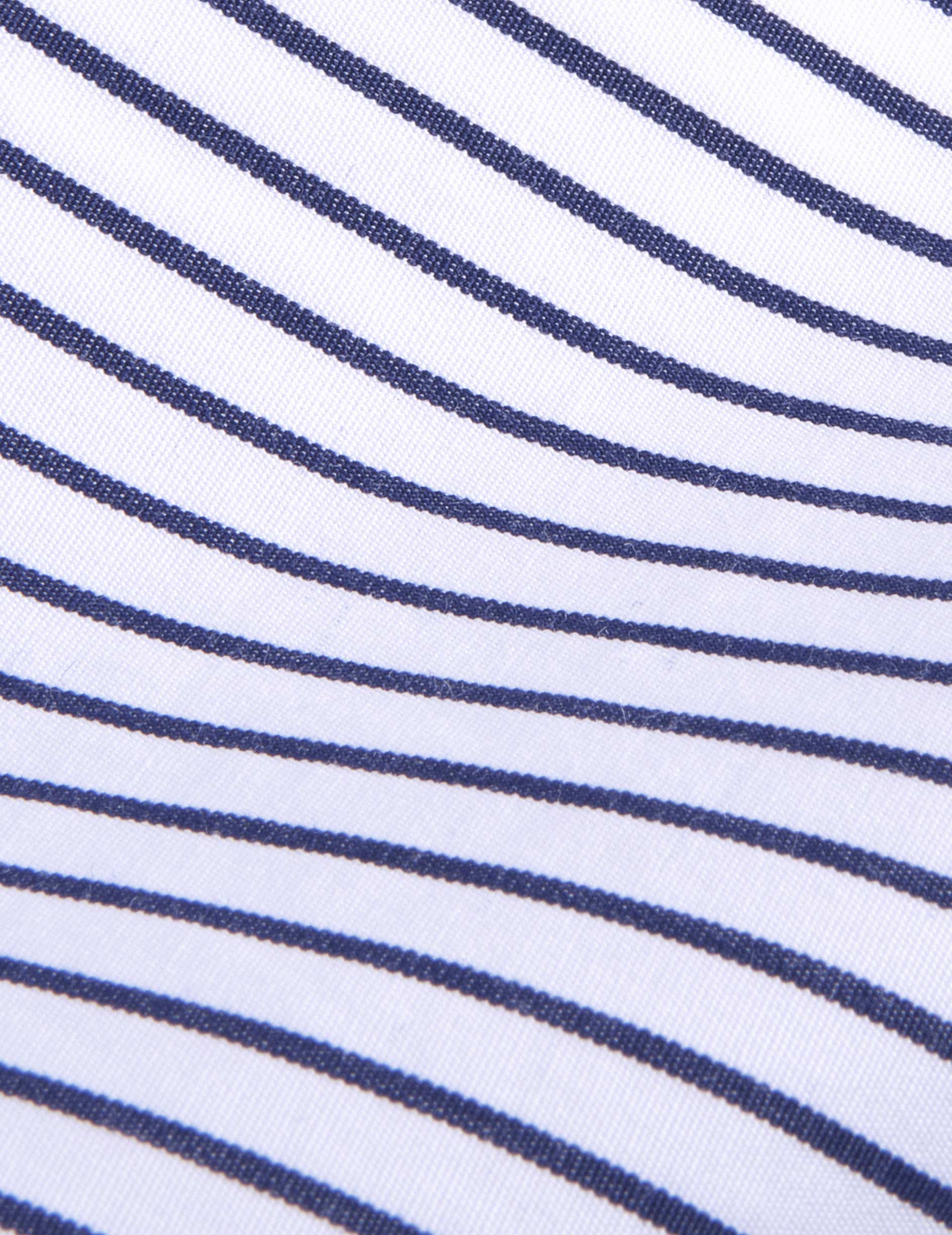 Navy blue striped fitted shirt - Poplin - END Collar