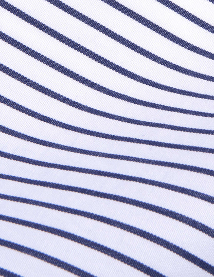 Navy blue striped fitted shirt