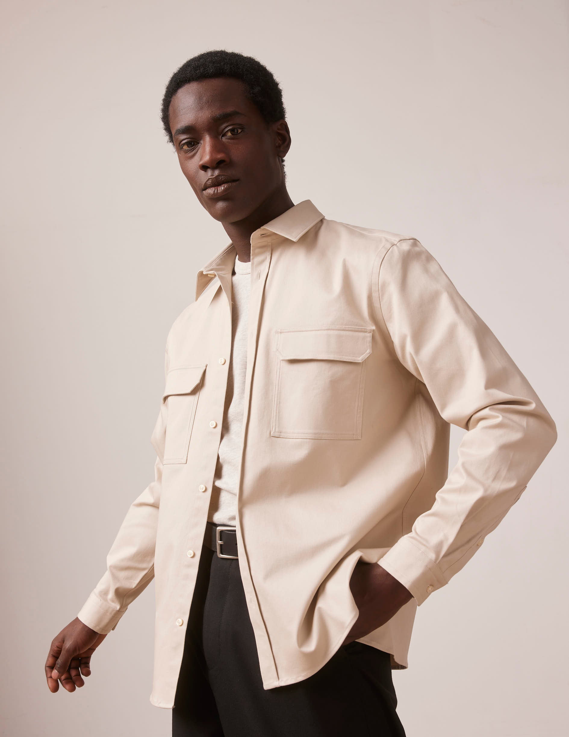 Beige Florian shirt - Twill - French Collar