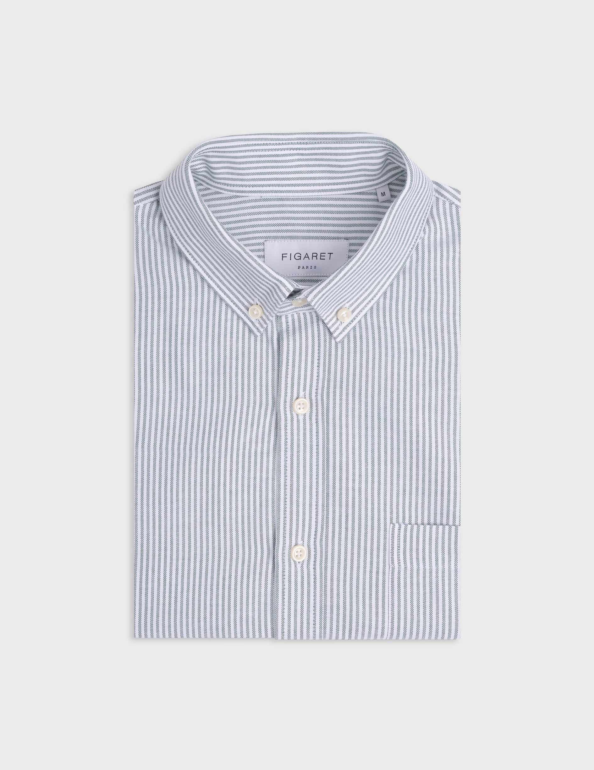 Green striped Gabriel shirt - Oxford - American Collar