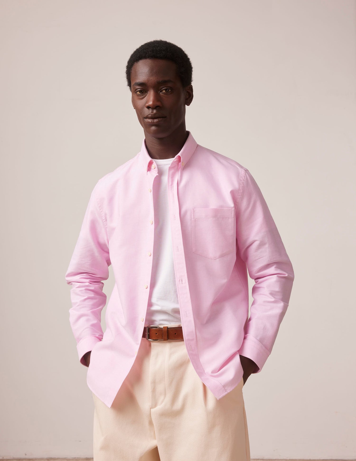 Pink Gabriel shirt - Oxford - Américain Collar