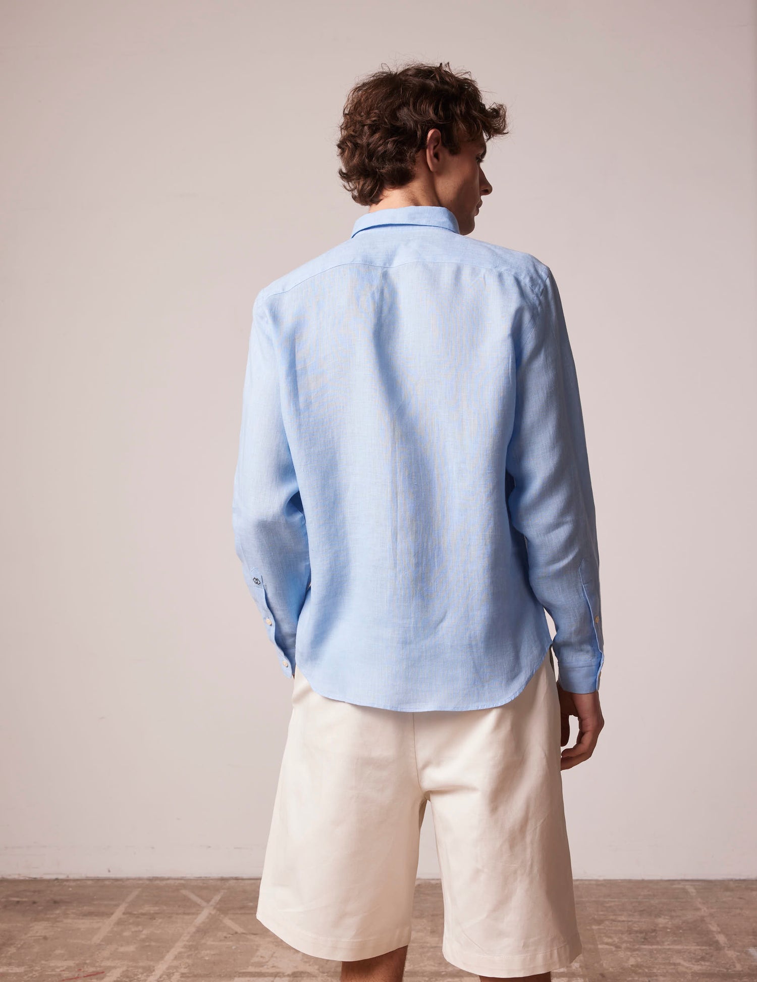 Blue linen Gabriel shirt - Lin - Américain Collar#2