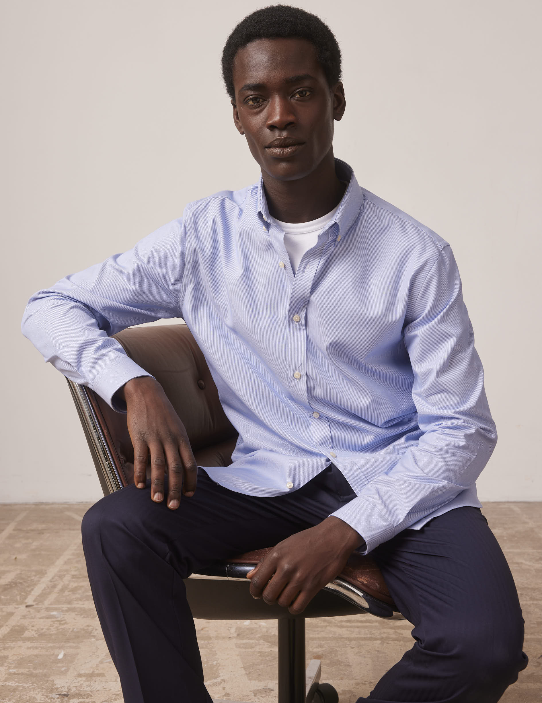 Blue striped Gaspard shirt - Oxford - American Collar