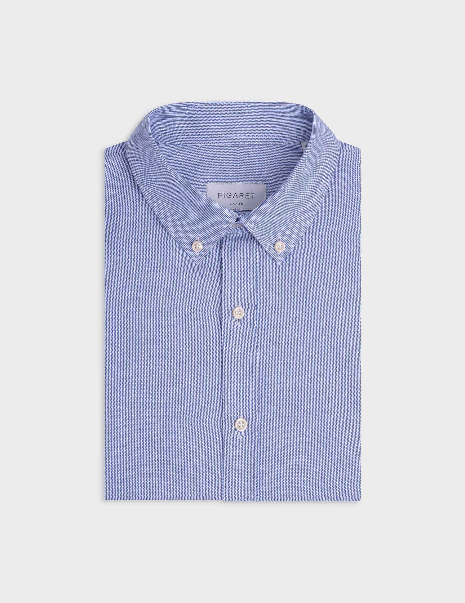 Chemise Gaspard rayée bleue - Oxford - Col Américain#3