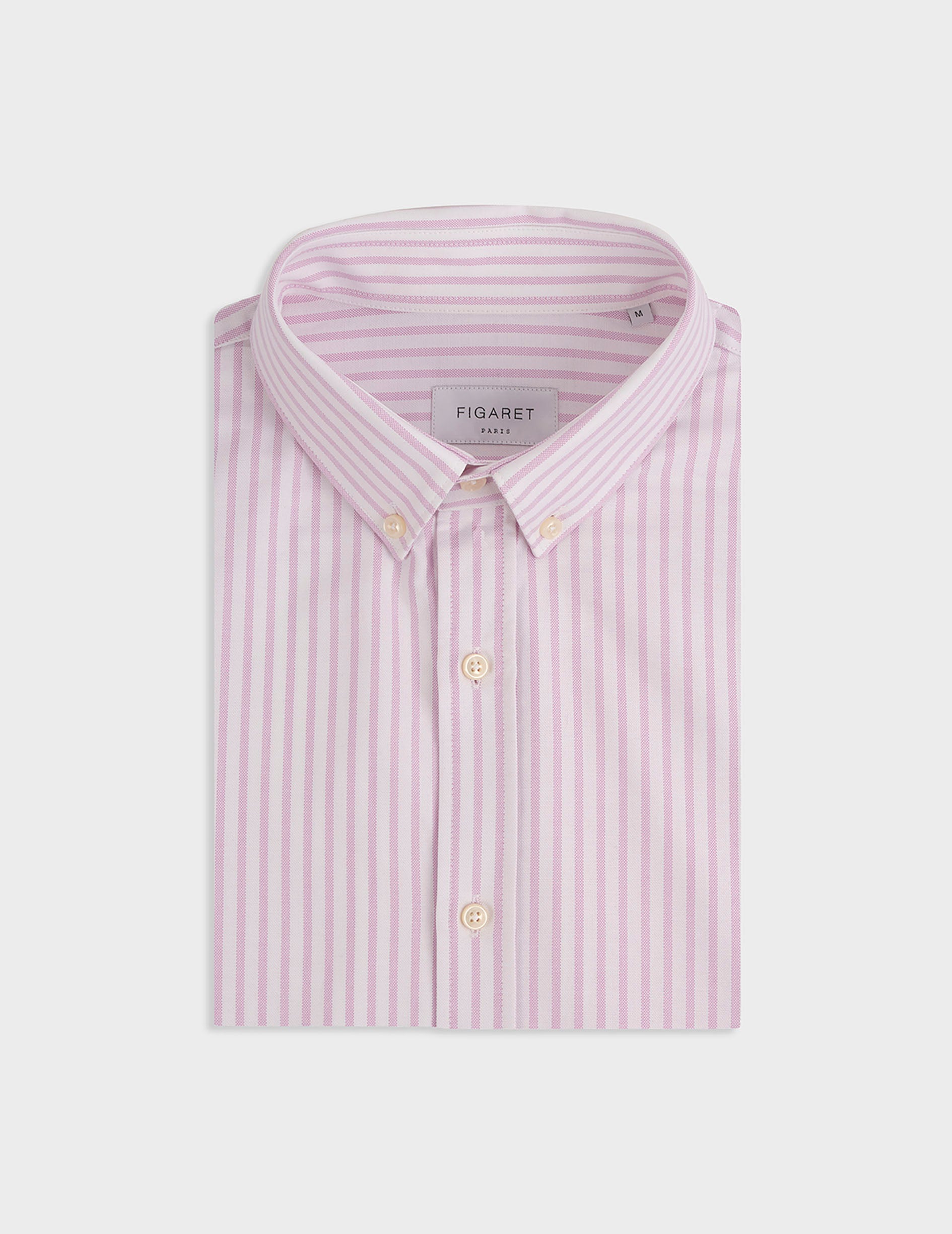 Pink striped Gaspard shirt - Oxford - Américain Collar