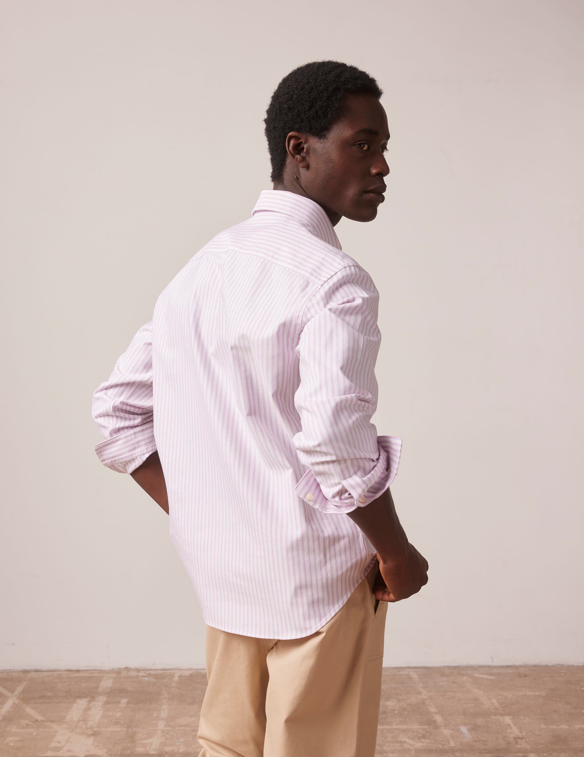 Pink striped Gaspard shirt - Oxford - Américain Collar