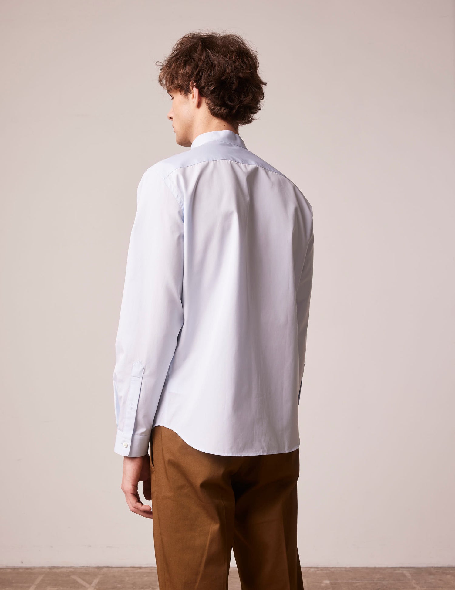 Blue Herwin shirt - Poplin - Officer Collar#4