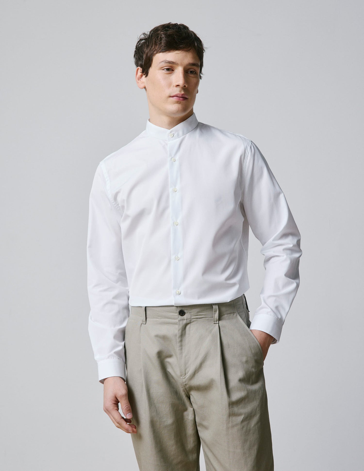 White Herwin shirt - Poplin - Officer Collar