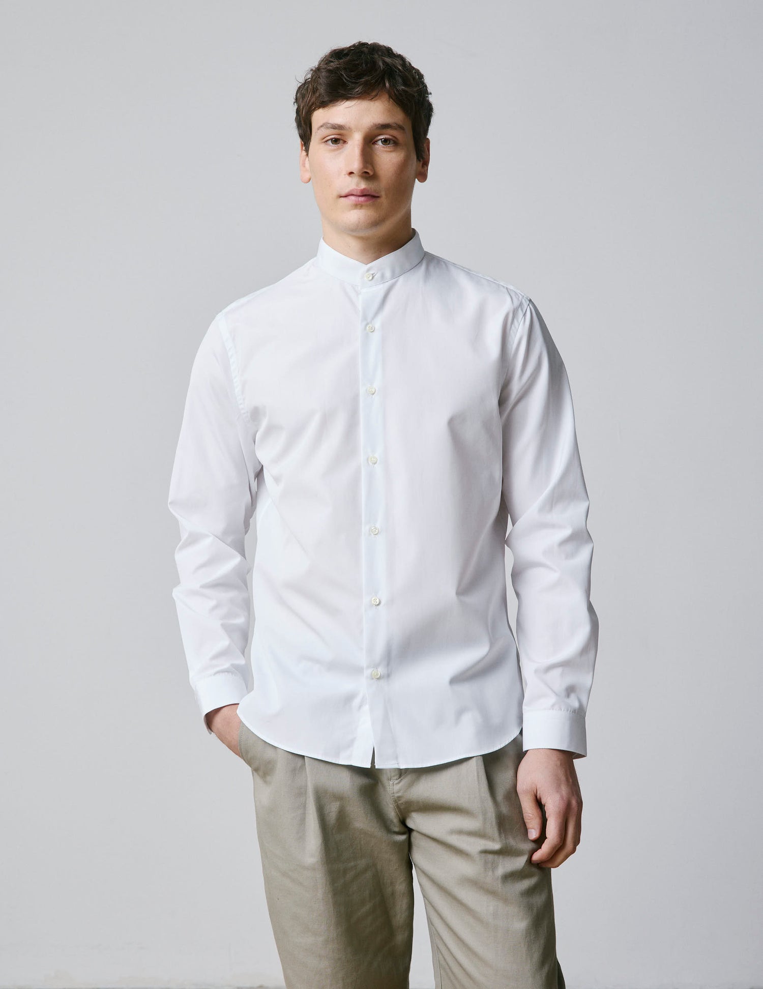 White Herwin shirt - Poplin - Officer Collar#3