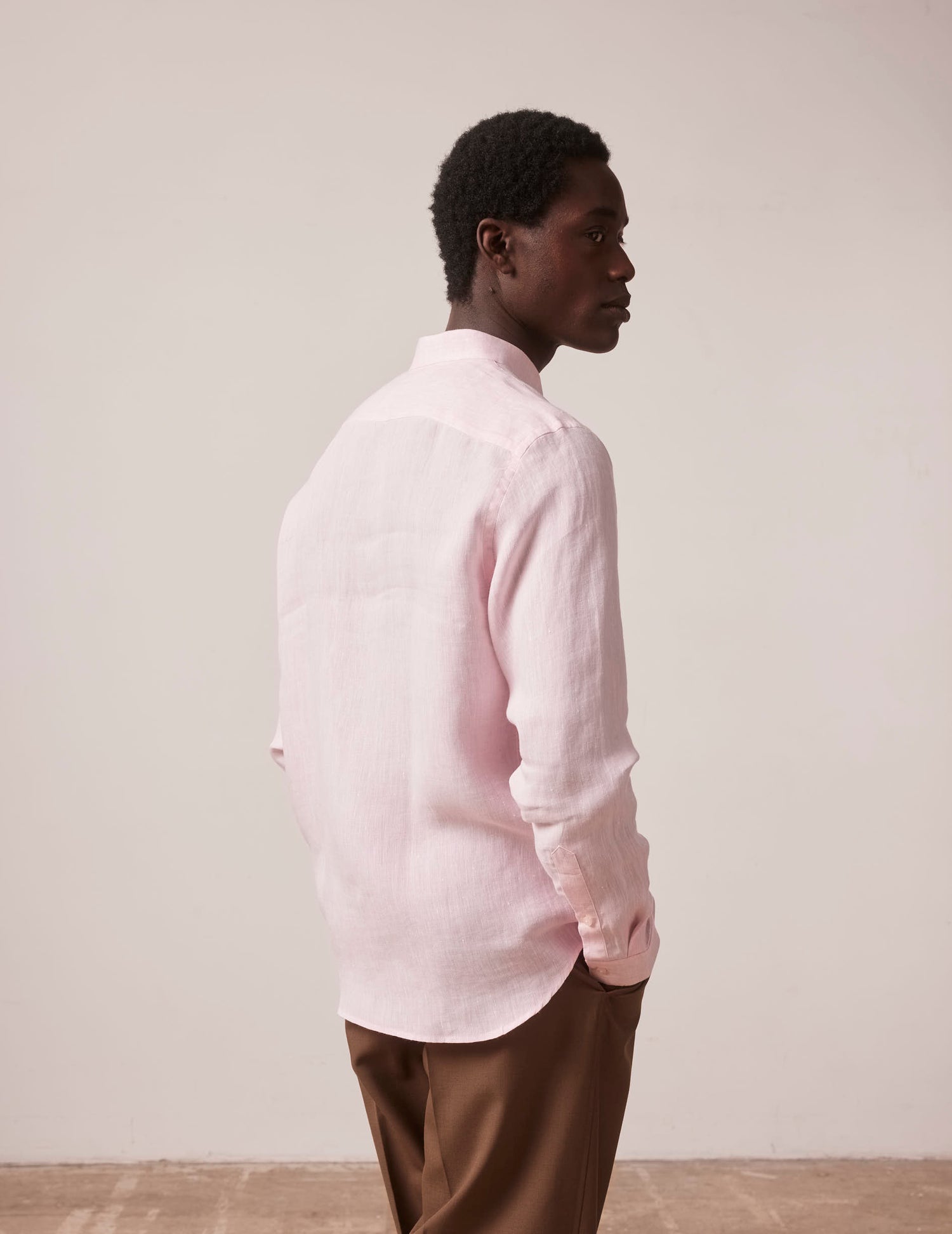 Pink linen Herwin shirt - Lin - Officier Collar#2