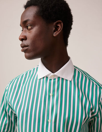 Green striped semi-fitted shirt