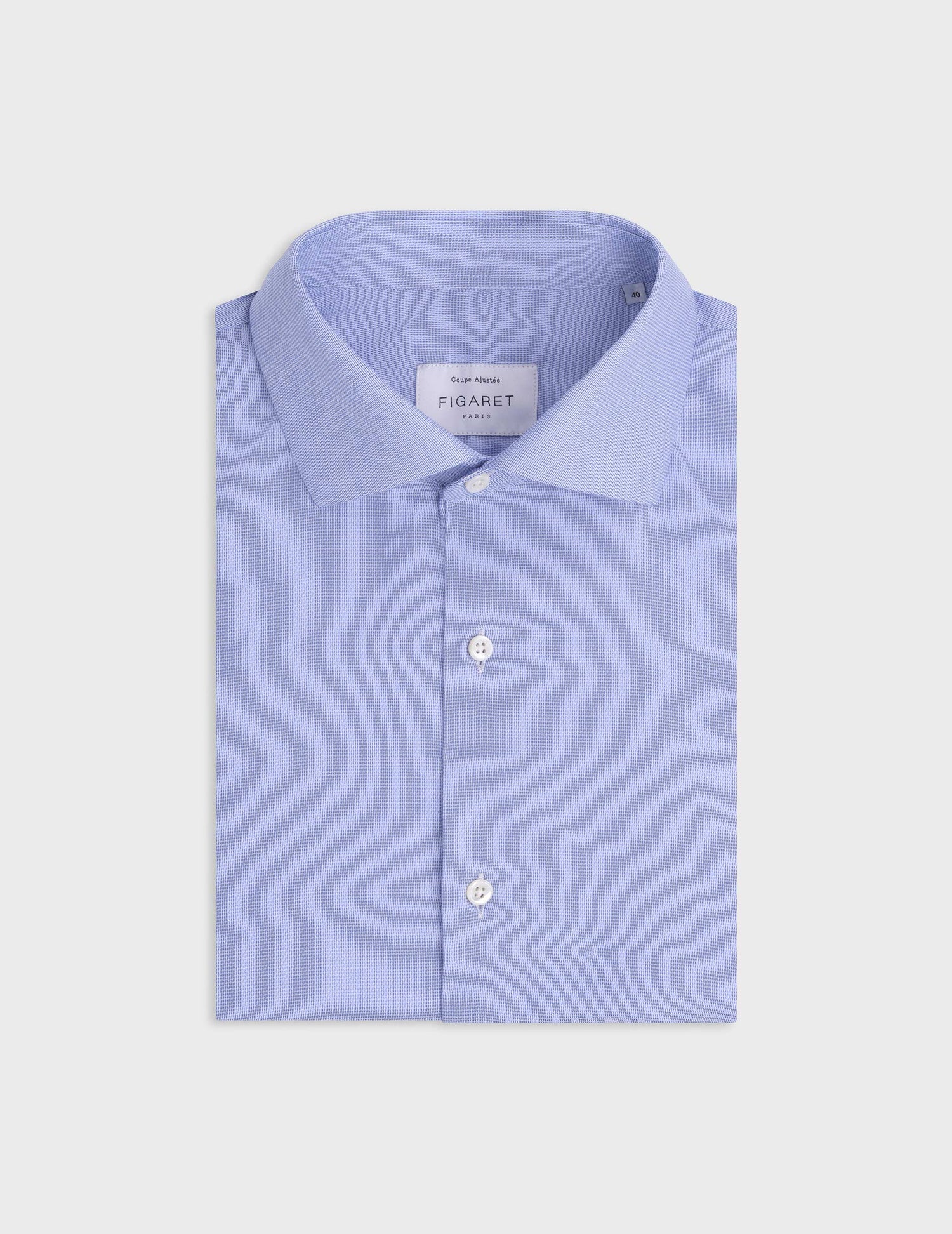 Chemise ajustée bleue - Façonné - Col Italien