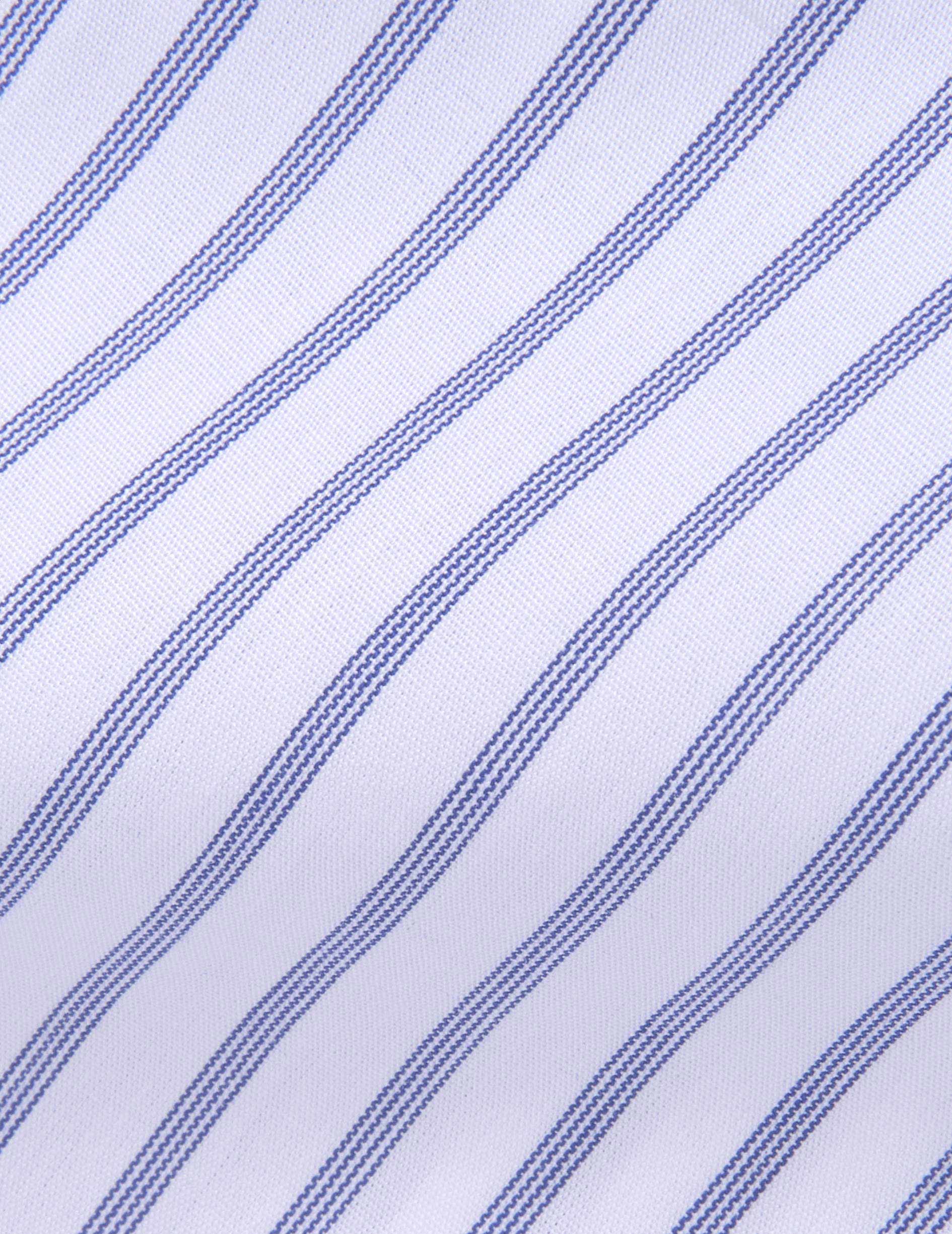 Blue striped fitted shirt - Poplin - Italian Collar