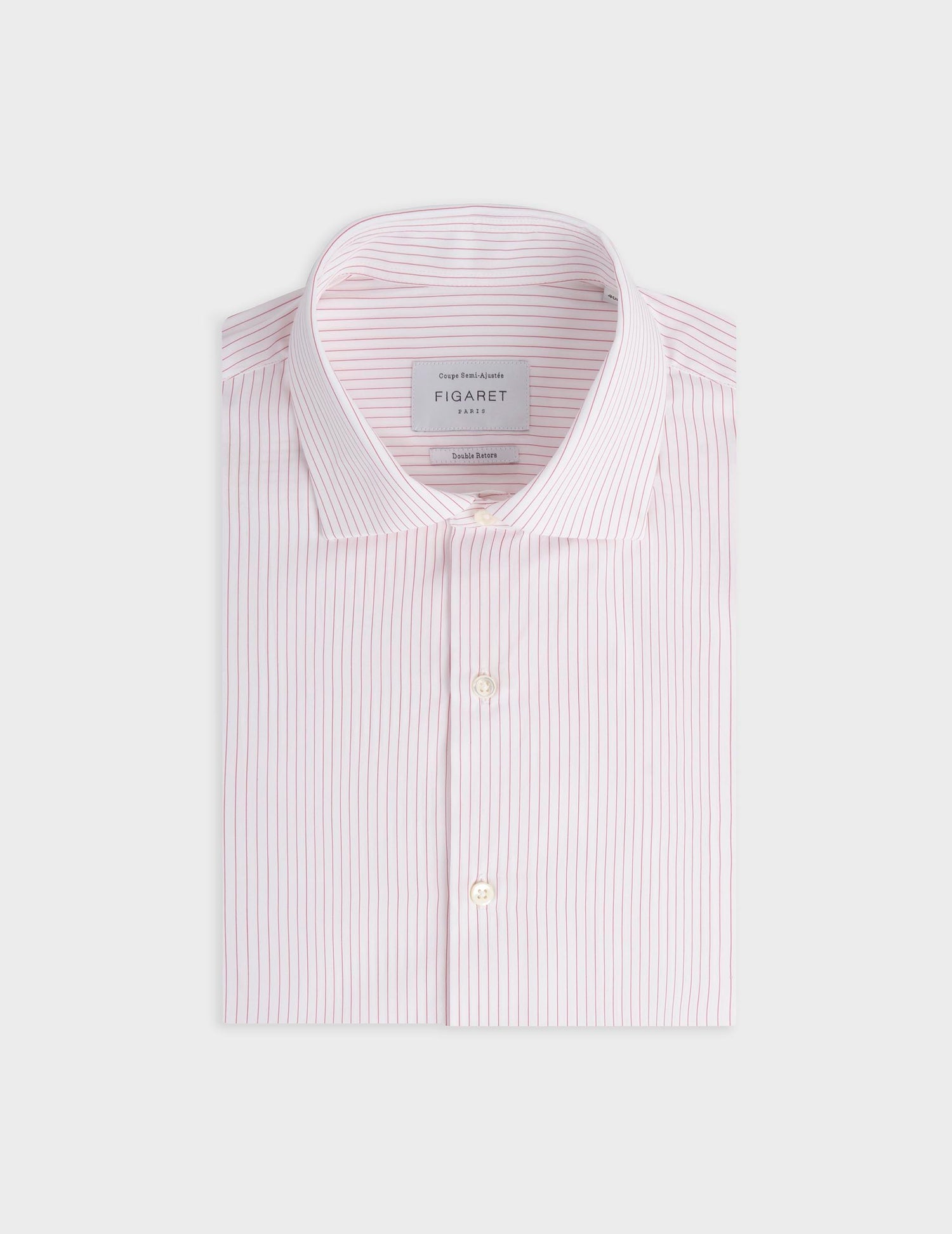 Red striped semi-fitted shirt - Poplin - Italian Collar