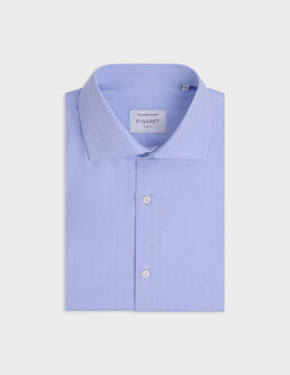 Blue Herringbone Semi-Fitted Shirt