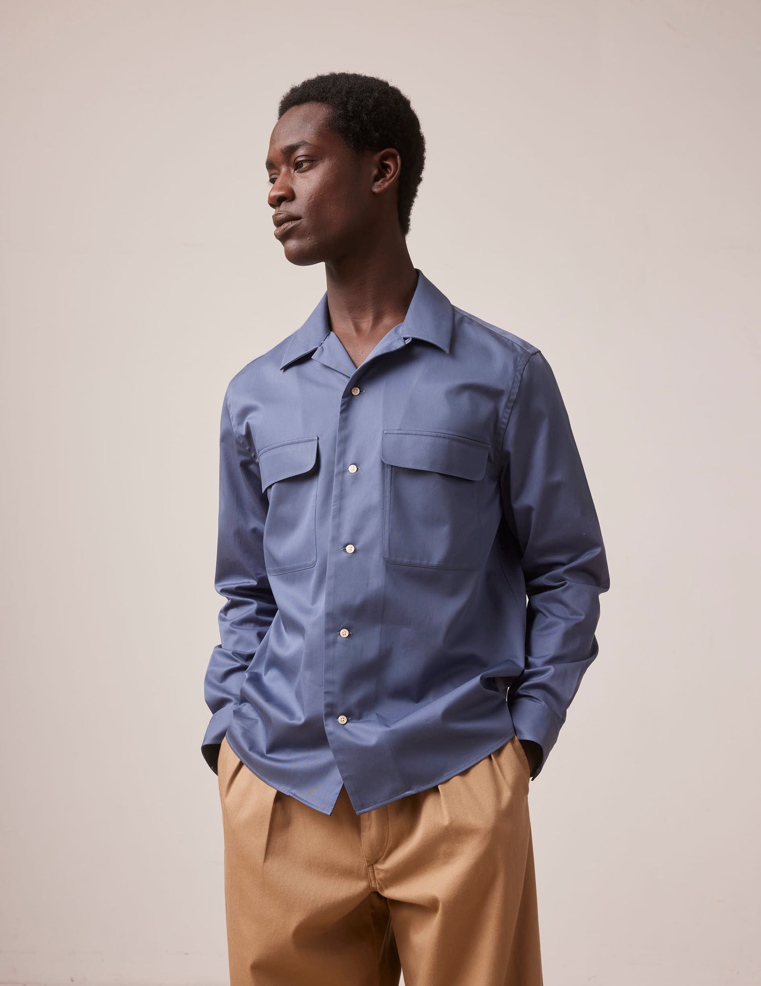 Ivano blue shirt - Twill - Cuban with bridle Collar#2