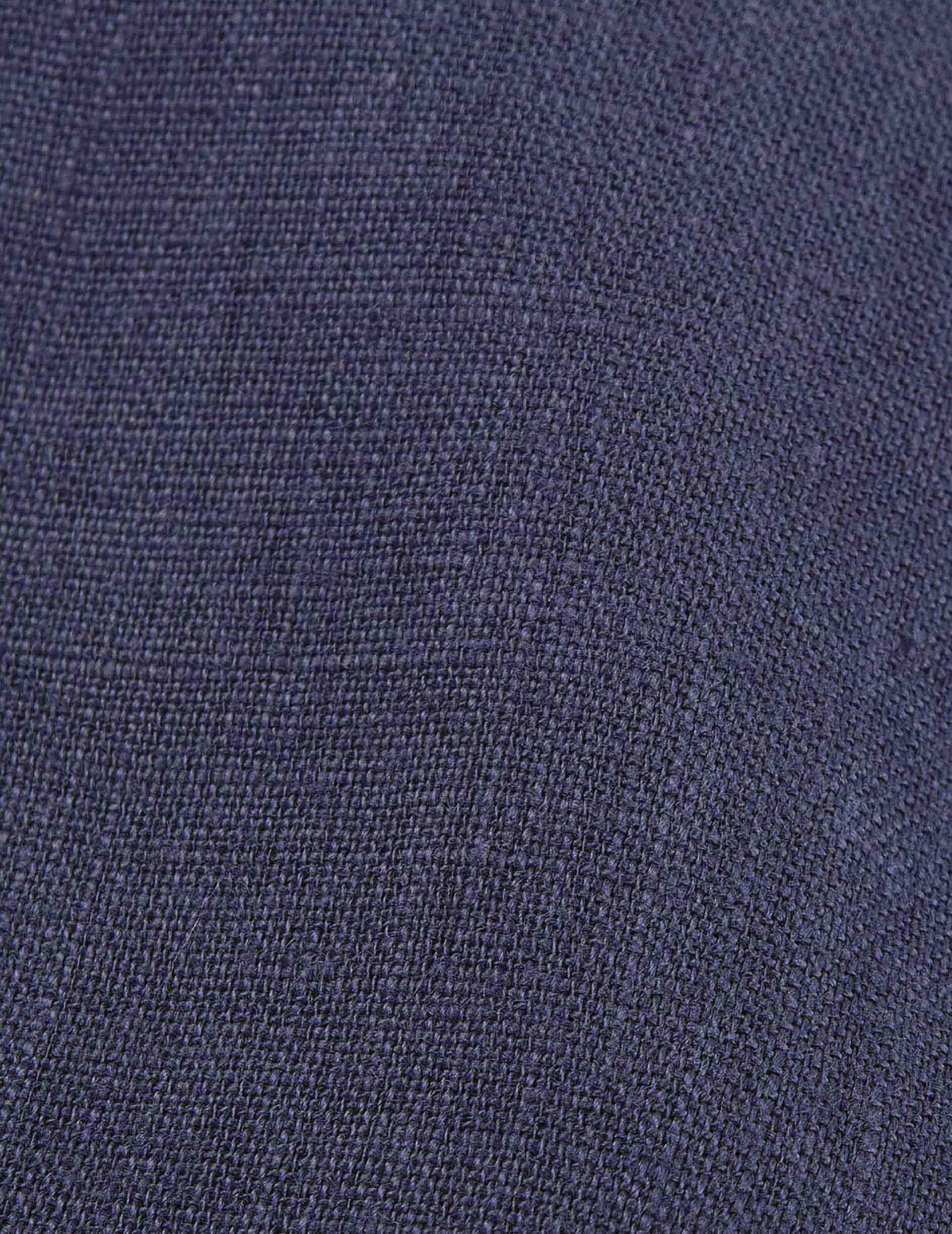 Short sleeve blue linen Léon popover shirt
 - Linen - Tunisian Collar