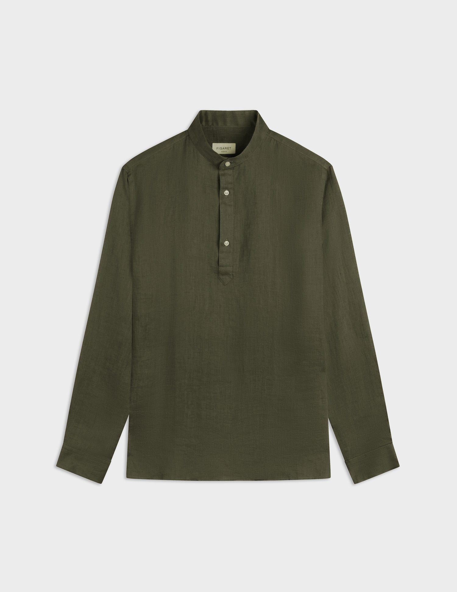 Logan popover shirt in khaki linen - Linen - Officer Collar#4