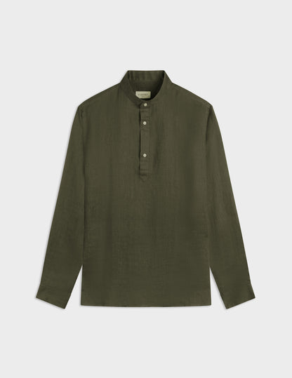 Logan popover shirt in khaki linen