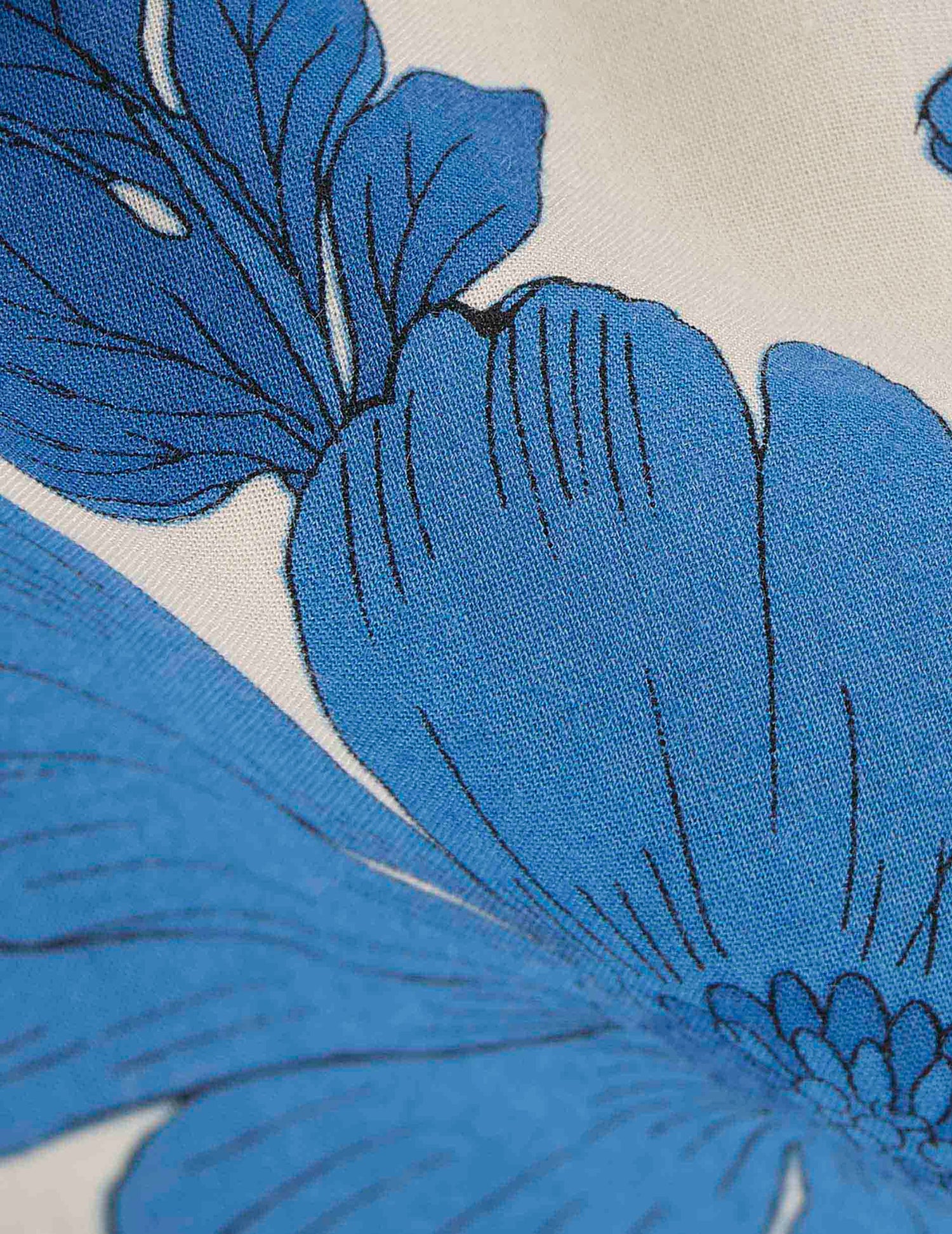 Short sleeve blue Lois shirt with print - cotton voile - Pyjamas Collar#5
