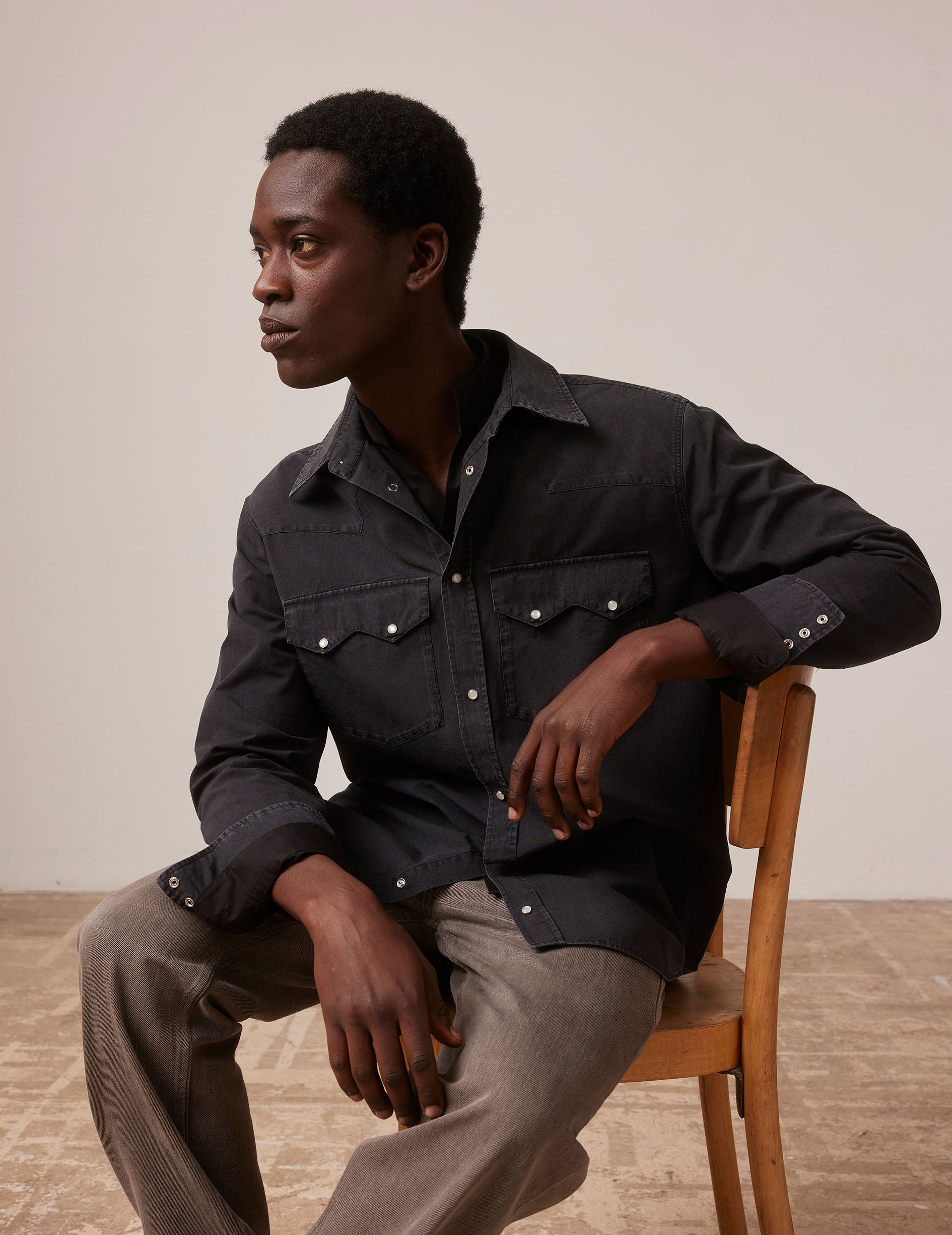 Black denim Lorenzo shirt - Denim - Prodigious Collar