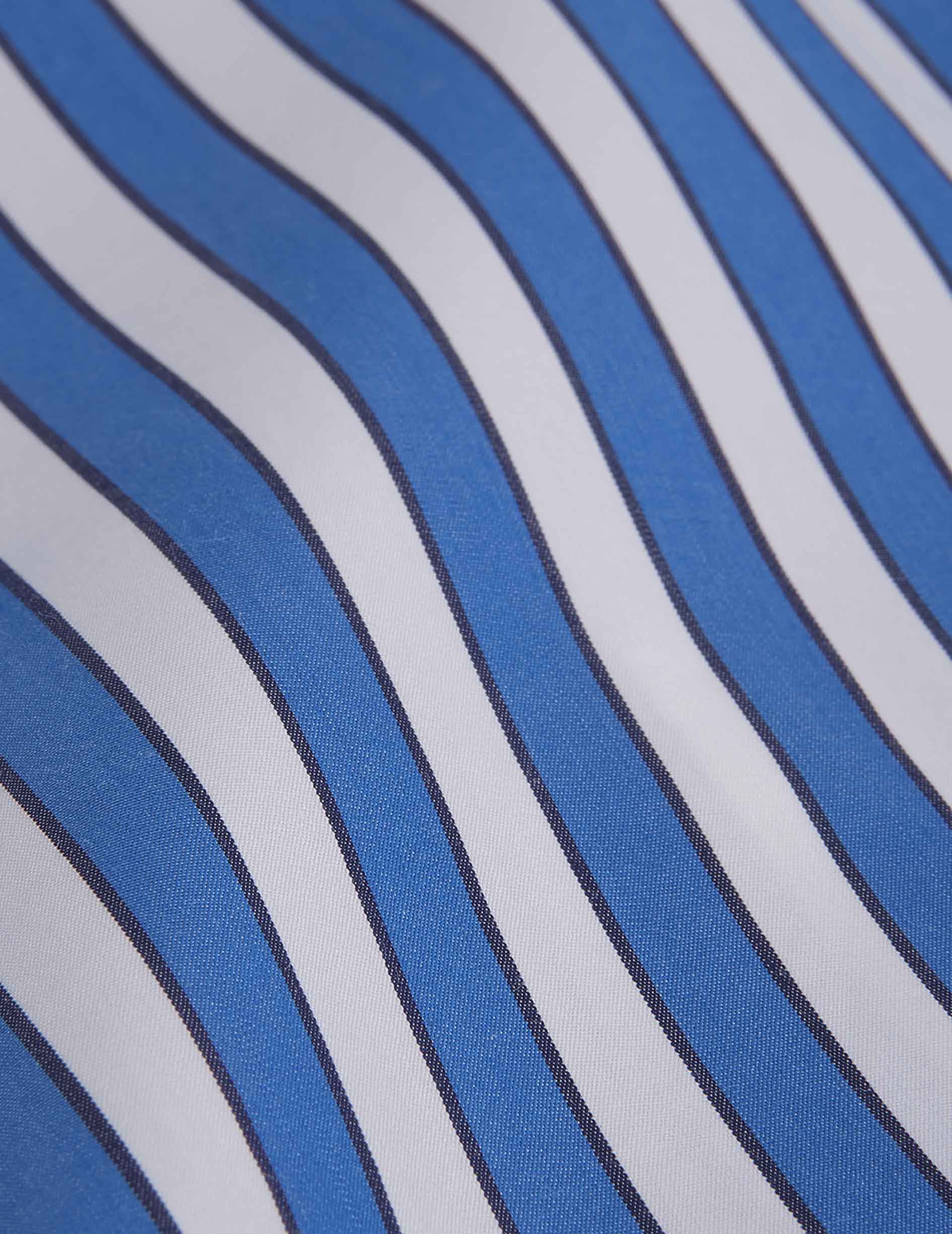 Blue striped semi-fitted shirt - Poplin - Prestigious Collar