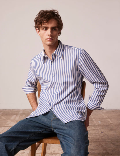 Blue striped semi-fitted shirt